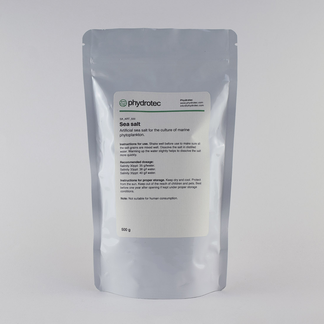 Kunstmatig zeezout voor de kweek van marien fytoplankton - 500 gram.